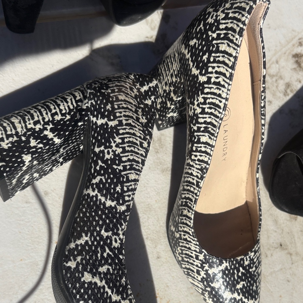 Chinese Laundry Black and White Patterned Heels